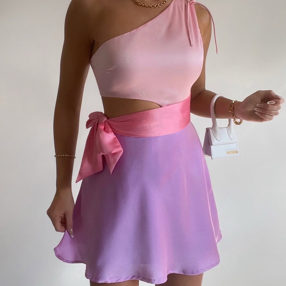 🆕🩷💜 NWT Hello Molly Pink and Purple One-Shoulder Dress